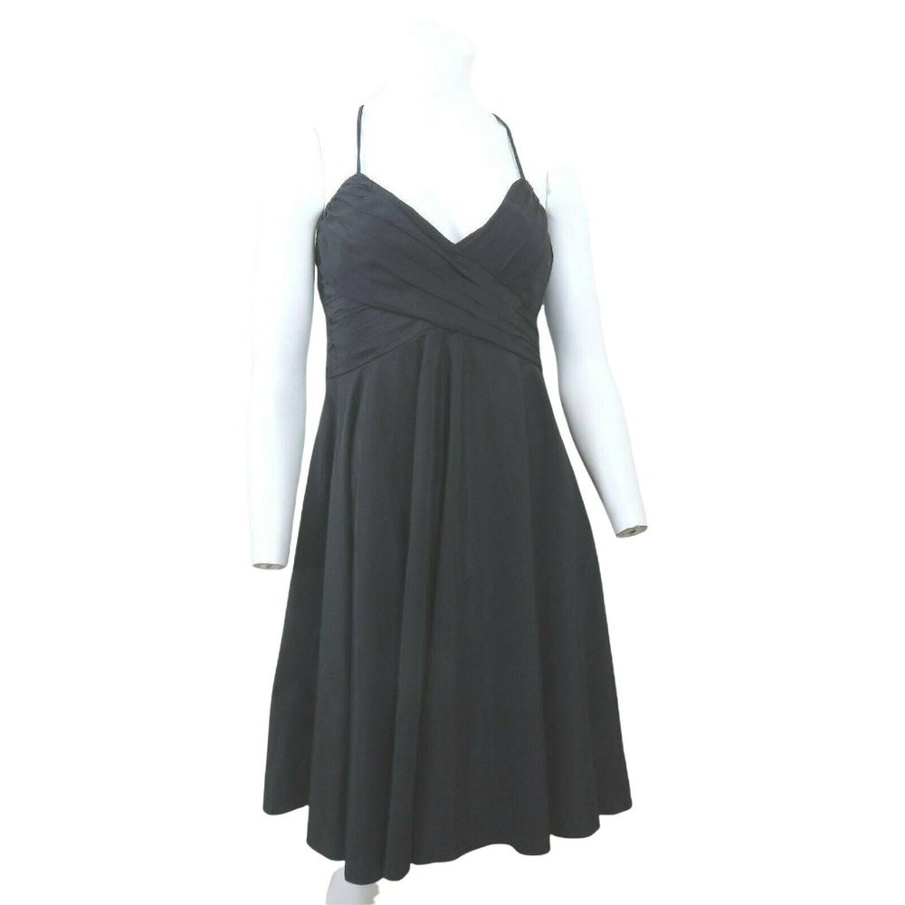 Zara Basic Womens Black Slip Dress L Empire Criss Cross Straps Knee Length - Picture 10 of 12